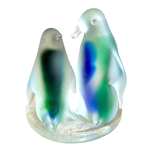 PartyLite Vintage Frosted Glass Nothern Lights Penguins Votive Candle Holder - Picture 3 of 9
